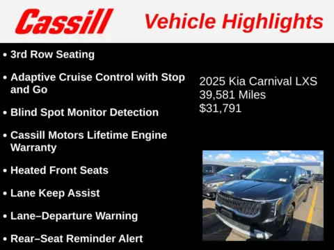 Another view of 2025 Kia Carnival LXS for sale in Cedar Rapids, IA at Cassill Motors