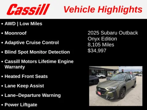 Another view of 2025 Subaru Outback Onyx Edition for sale in Cedar Rapids, IA at Cassill Motors