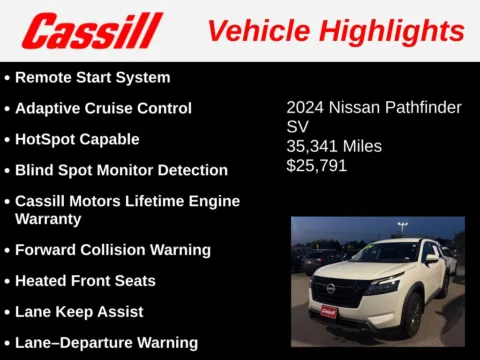 Another view of 2024 Nissan Pathfinder SV for sale in Cedar Rapids, IA at Cassill Motors