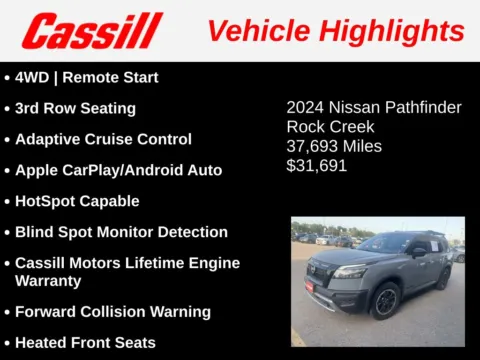 Another view of 2024 Nissan Pathfinder Rock Creek for sale in Cedar Rapids, IA at Cassill Motors
