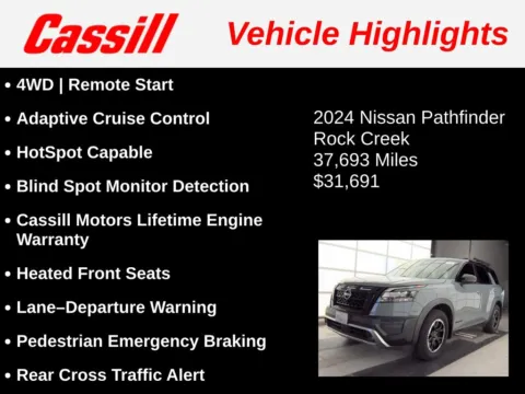 Another view of 2024 Nissan Pathfinder Rock Creek for sale in Cedar Rapids, IA at Cassill Motors