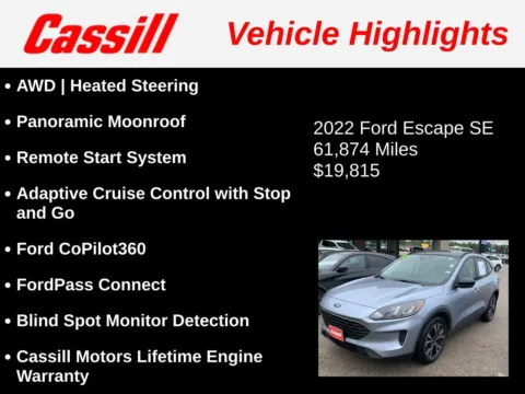 Another view of 2022 Ford Escape SE for sale in Cedar Rapids, IA at Cassill Motors
