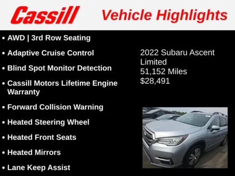 Another view of 2022 Subaru Ascent Limited for sale in Cedar Rapids, IA at Cassill Motors