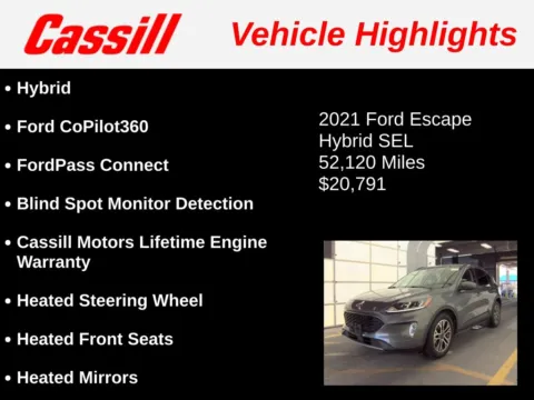 Another view of 2021 Ford Escape Hybrid SEL for sale in Cedar Rapids, IA at Cassill Motors