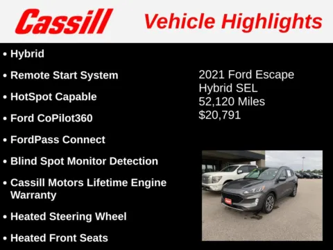 Another view of 2021 Ford Escape Hybrid SEL for sale in Cedar Rapids, IA at Cassill Motors