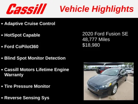 Another view of 2020 Ford Fusion SE for sale in Cedar Rapids, IA at Cassill Motors