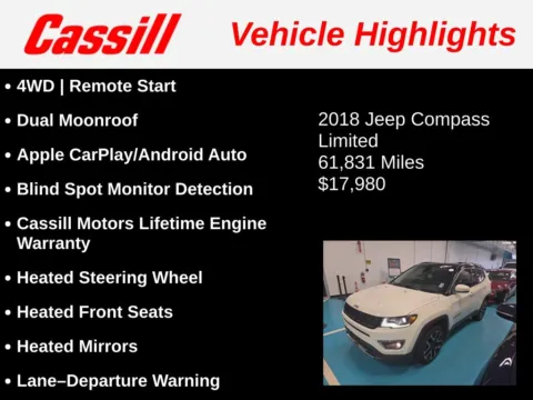 Another view of 2018 Jeep Compass Limited for sale in Cedar Rapids, IA at Cassill Motors