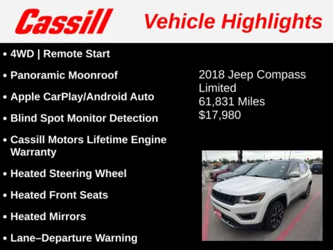 Another view of 2018 Jeep Compass Limited for sale in Cedar Rapids, IA at Cassill Motors