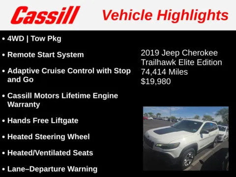 Another view of 2019 Jeep Cherokee Trailhawk for sale in Cedar Rapids, IA at Cassill Motors