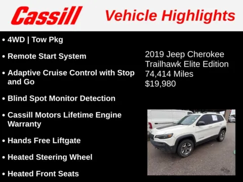 Another view of 2019 Jeep Cherokee Trailhawk for sale in Cedar Rapids, IA at Cassill Motors