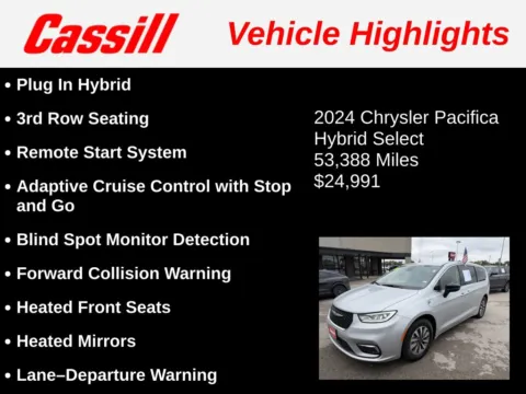 Another view of 2024 Chrysler Pacifica Hybrid Select for sale in Cedar Rapids, IA at Cassill Motors