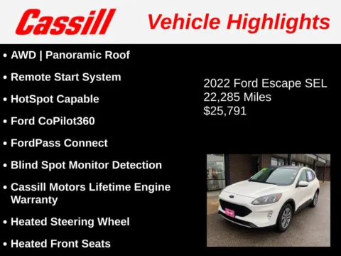 Another view of 2022 Ford Escape SEL for sale in Cedar Rapids, IA at Cassill Motors