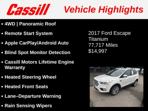 Another view of 2017 Ford Escape Titanium for sale in Cedar Rapids, IA at Cassill Motors
