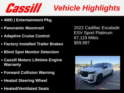 Another view of 2022 Cadillac Escalade ESV Sport Platinum for sale in Cedar Rapids, IA at Cassill Motors