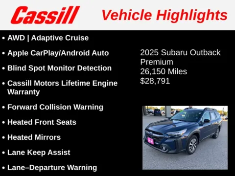 Another view of 2025 Subaru Outback Premium for sale in Cedar Rapids, IA at Cassill Motors