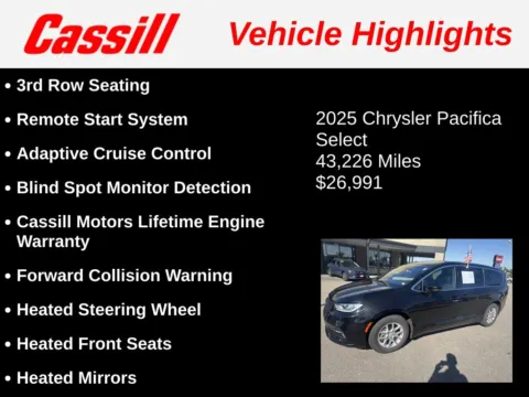 Another view of 2025 Chrysler Pacifica Select for sale in Cedar Rapids, IA at Cassill Motors