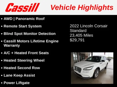 Another view of 2022 Lincoln Corsair Standard for sale in Cedar Rapids, IA at Cassill Motors