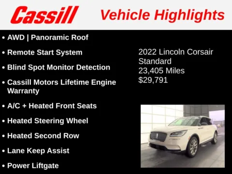 Another view of 2022 Lincoln Corsair Standard for sale in Cedar Rapids, IA at Cassill Motors