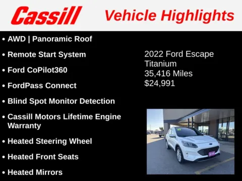 Another view of 2022 Ford Escape Titanium for sale in Cedar Rapids, IA at Cassill Motors