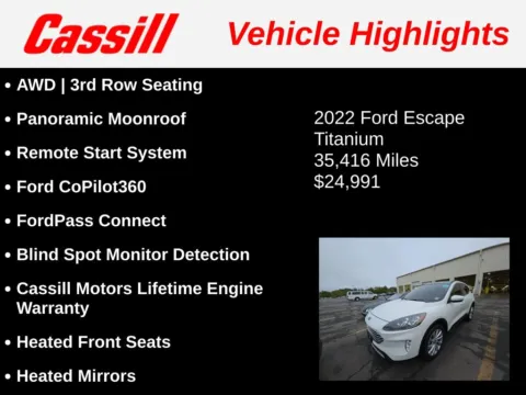 Another view of 2022 Ford Escape Titanium for sale in Cedar Rapids, IA at Cassill Motors