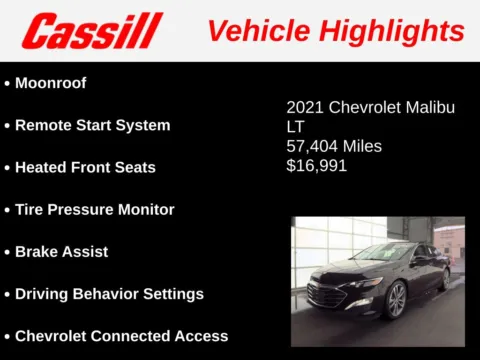 Another view of 2021 Chevrolet Malibu LT for sale in Cedar Rapids, IA at Cassill Motors