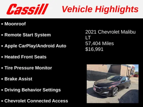 Another view of 2021 Chevrolet Malibu LT for sale in Cedar Rapids, IA at Cassill Motors