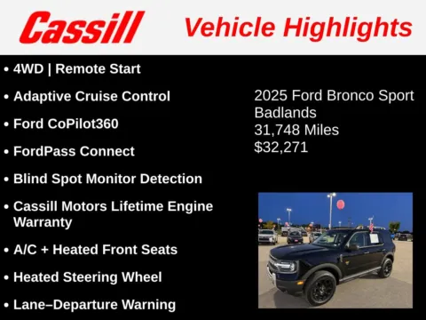 Another view of 2025 Ford Bronco Sport Badlands for sale in Cedar Rapids, IA at Cassill Motors