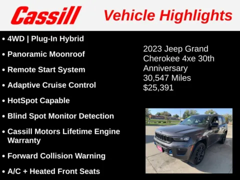 Another view of 2023 Jeep Grand Cherokee 4xe for sale in Cedar Rapids, IA at Cassill Motors