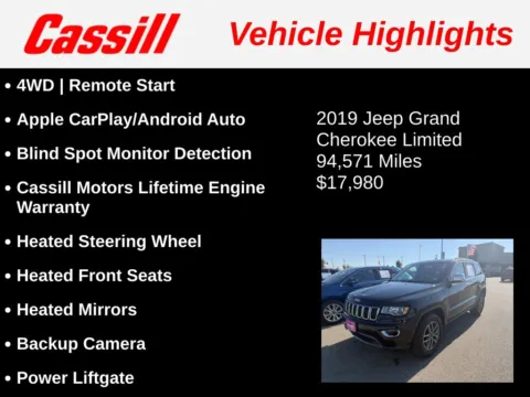 Another view of 2019 Jeep Grand Cherokee Limited for sale in Cedar Rapids, IA at Cassill Motors