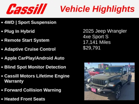 Another view of 2025 Jeep Wrangler Sport S 4xe for sale in Cedar Rapids, IA at Cassill Motors