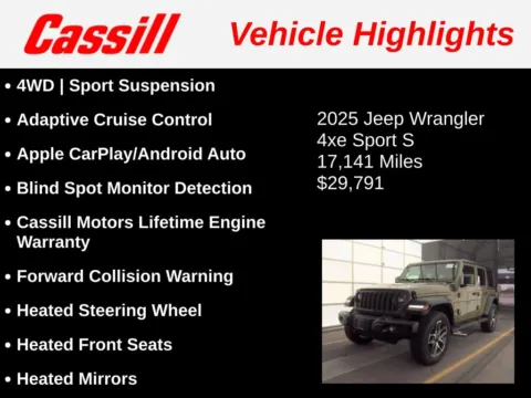 Another view of 2025 Jeep Wrangler Sport S 4xe for sale in Cedar Rapids, IA at Cassill Motors