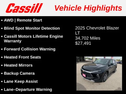 Another view of 2025 Chevrolet Blazer LT for sale in Cedar Rapids, IA at Cassill Motors