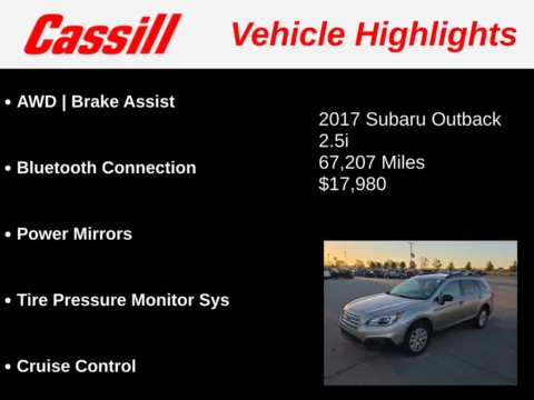 Another view of 2017 Subaru Outback 2.5i for sale in Cedar Rapids, IA at Cassill Motors
