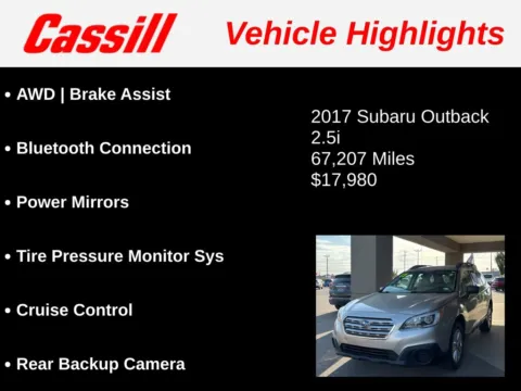 Another view of 2017 Subaru Outback 2.5i for sale in Cedar Rapids, IA at Cassill Motors