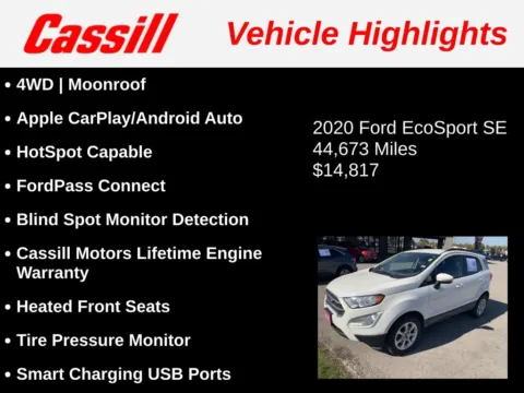 Another view of 2020 Ford EcoSport SE for sale in Cedar Rapids, IA at Cassill Motors
