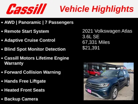 Another view of 2021 Volkswagen Atlas 3.6L V6 SE w/Technology for sale in Cedar Rapids, IA at Cassill Motors