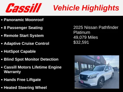 Another view of 2025 Nissan Pathfinder Platinum for sale in Cedar Rapids, IA at Cassill Motors
