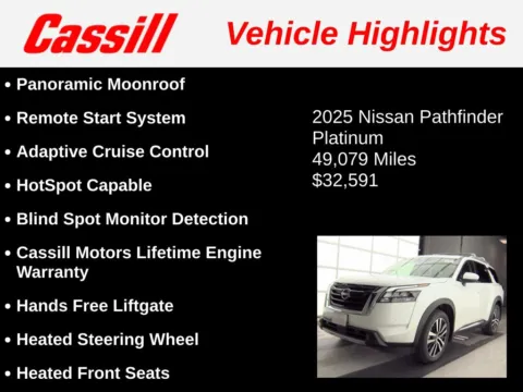 Another view of 2025 Nissan Pathfinder Platinum for sale in Cedar Rapids, IA at Cassill Motors