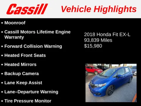 Another view of 2018 Honda Fit EX-L for sale in Cedar Rapids, IA at Cassill Motors