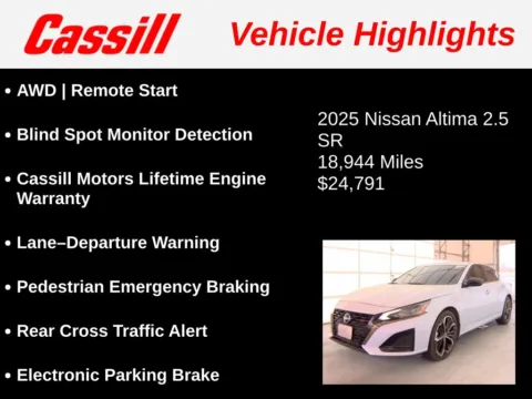 Another view of 2025 Nissan Altima 2.5 SR for sale in Cedar Rapids, IA at Cassill Motors