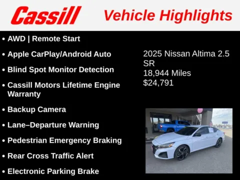 Another view of 2025 Nissan Altima 2.5 SR for sale in Cedar Rapids, IA at Cassill Motors