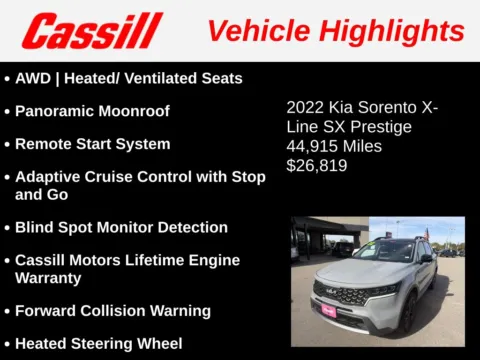 Another view of 2022 Kia Sorento X-Line SX Prestige for sale in Cedar Rapids, IA at Cassill Motors