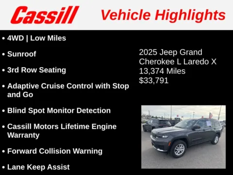 Another view of 2025 Jeep Grand Cherokee L Laredo for sale in Cedar Rapids, IA at Cassill Motors