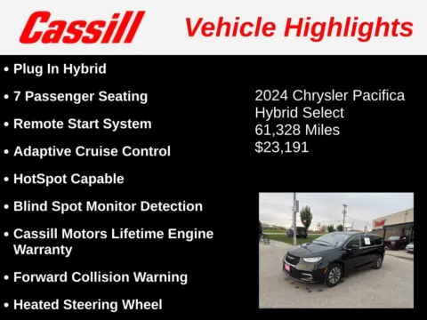 Another view of 2024 Chrysler Pacifica Hybrid Select for sale in Cedar Rapids, IA at Cassill Motors