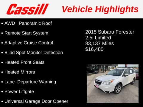 Another view of 2015 Subaru Forester 2.5i Limited for sale in Cedar Rapids, IA at Cassill Motors