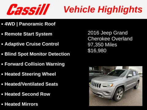 Another view of 2016 Jeep Grand Cherokee Overland for sale in Cedar Rapids, IA at Cassill Motors