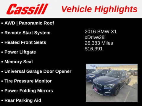 Another view of 2016 BMW X1 xDrive28i for sale in Cedar Rapids, IA at Cassill Motors