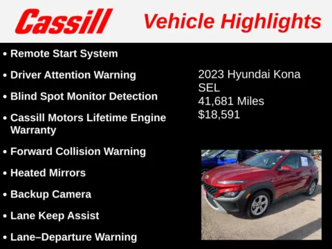 Another view of 2023 Hyundai Kona SEL for sale in Cedar Rapids, IA at Cassill Motors