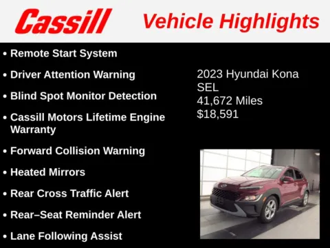 Another view of 2023 Hyundai Kona SEL for sale in Cedar Rapids, IA at Cassill Motors