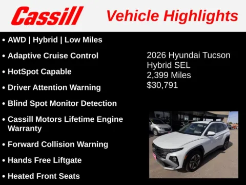 Another view of 2026 Hyundai Tucson Hybrid SEL for sale in Cedar Rapids, IA at Cassill Motors